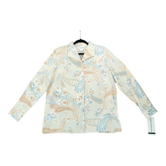 NWT Alfred Dunner Womens‎ Paisley Pattern Long Sleeve Button Front Blouse Sz 12 - Picture 1 of 5